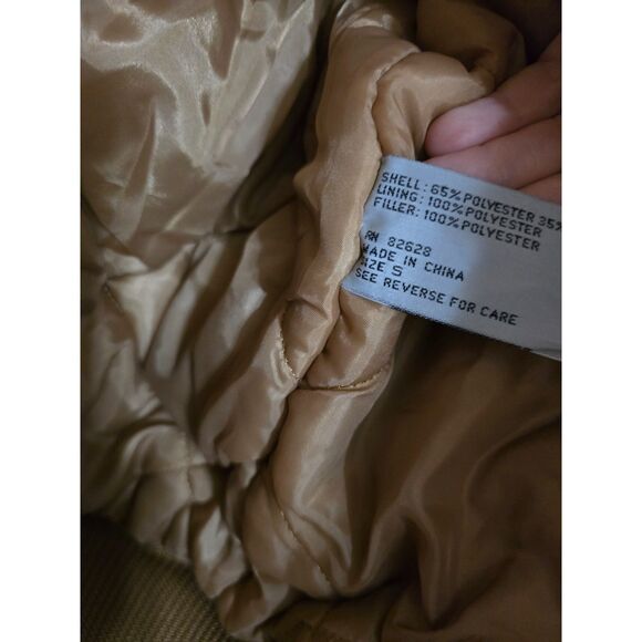 Southpole Thick Coat Adj Hood Lined Elbows Pockets SZ S Khaki Brown Zip & Button - Picture 13 of 14